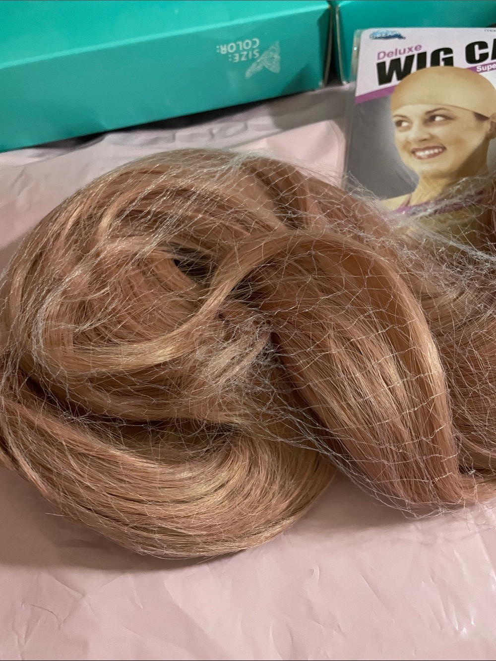 Luxe Rose Pink Gold Blonde Lace Front Wig with Matching Cap - Picture 13 of 15